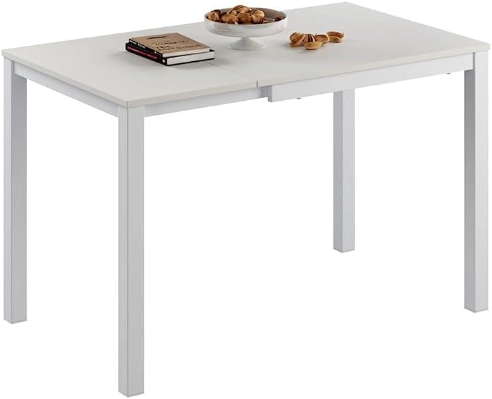 Tavolo da pranzo Granny, Bianco, 120 x 70 cm Estensibile, con funzione di estensione per lunghezze del tavolo variabili