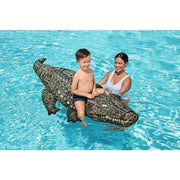 Trade Shop - Cavalcabile Coccodrillo 193x94 Cm Galleggiante Gonfiabile Piscina Maniglia 41478 -