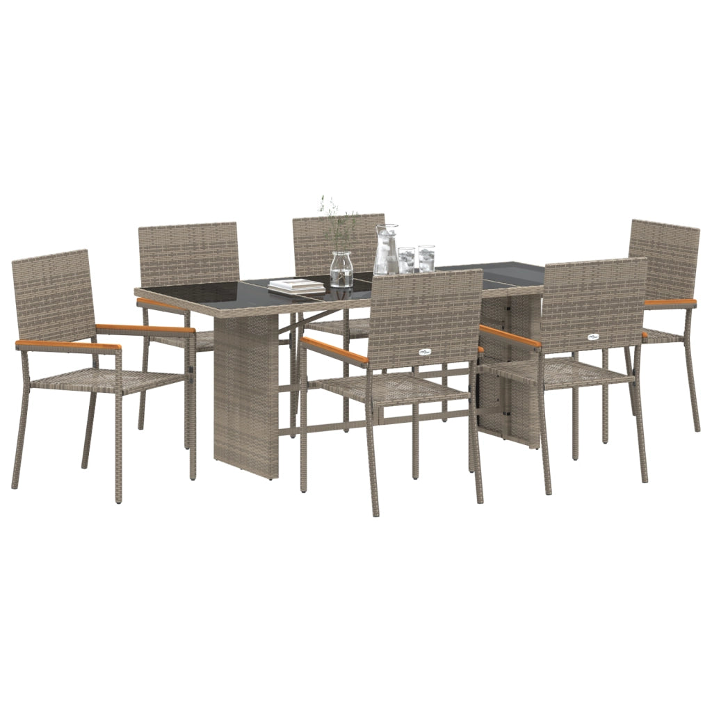Set pranzo giardino  7 pezzi grigio polyrattan