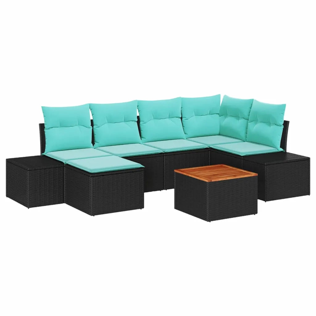 Set Divano da Giardino 7 pz Nero polyrattan 3347984