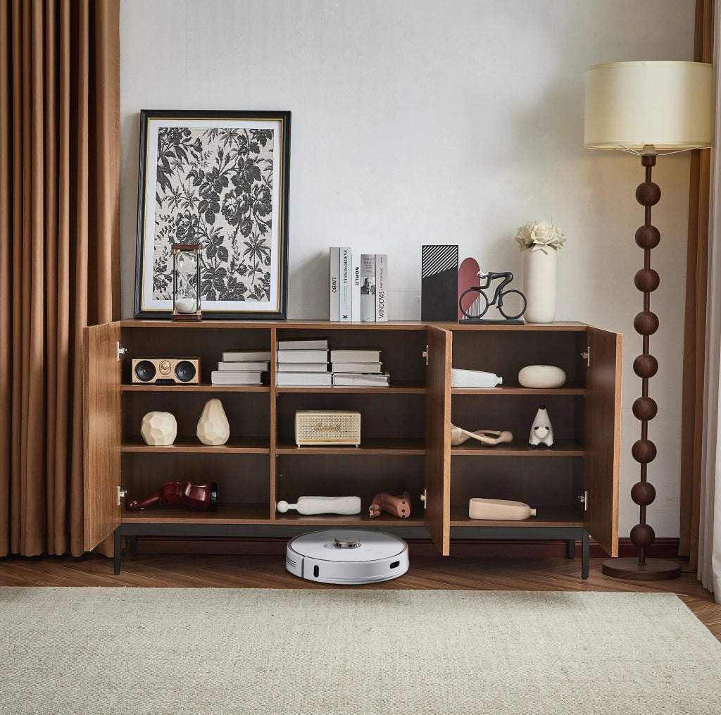 Credenza moderna marrone scuro 150x40x80 cm con ante ondulate