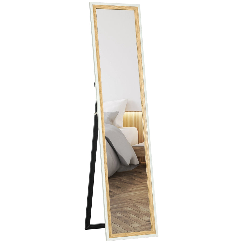 Specchio a Pieno Lunghezza con Cornice Effetto Legno ¨C zephmum ¨C Bianco 157x37 cm