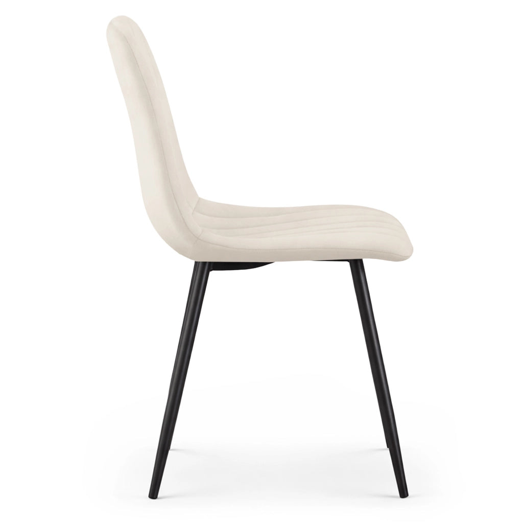 Set di 4 Sedie in velluto trapuntate LIVO Beige gambe nere