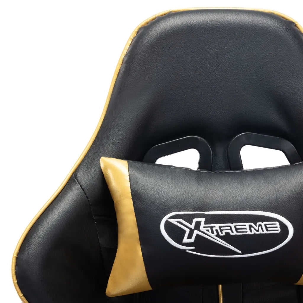 Sedia da Gaming | Sedia da e-sports con Poggiapiedi Nera e Oro in Similpelle