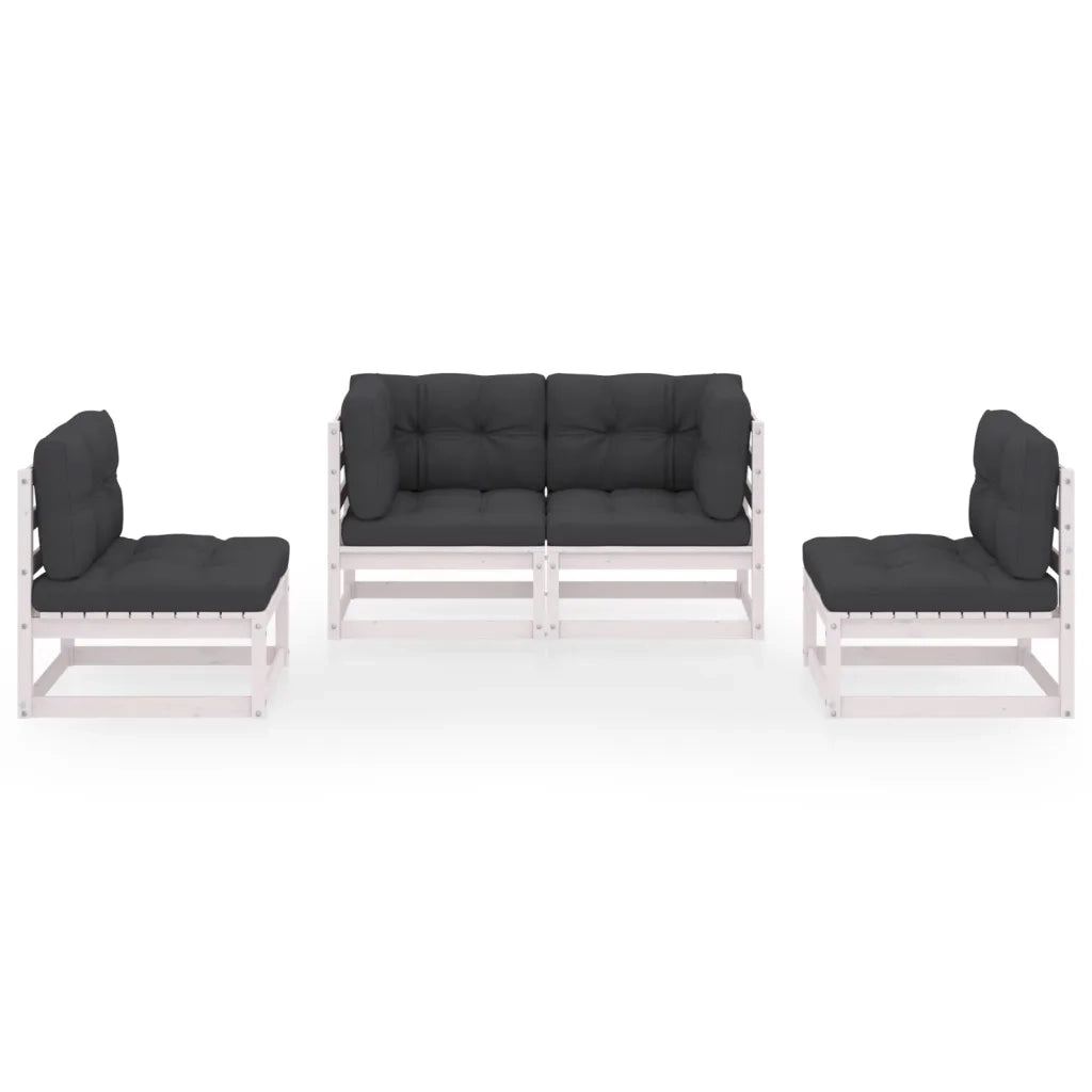 Set Divani da Giardino 4 pz con Cuscini Legno Massello Pino 3076430