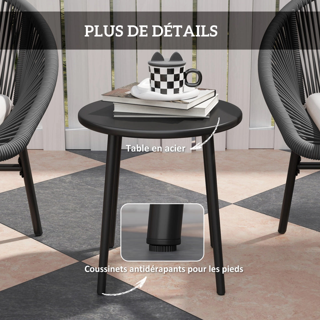 Set divano da giardino 2 posti con cuscini ¨C Zephmum ¨C Poly rattan grigio, acciaio