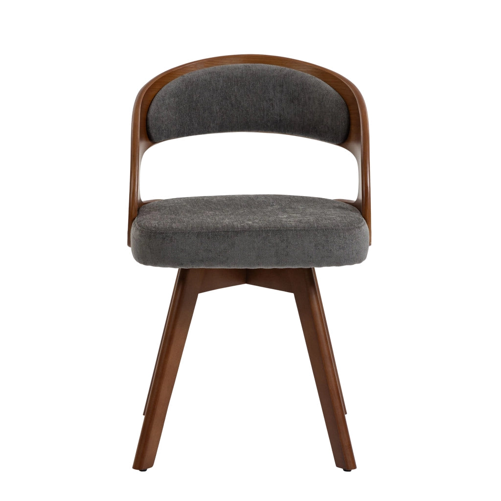 Sedia da Pranzo Girevole in Legno con Cuscino ¨C MINIMAL ¨C Schienale Curvo, Tessuto Cotone Lino