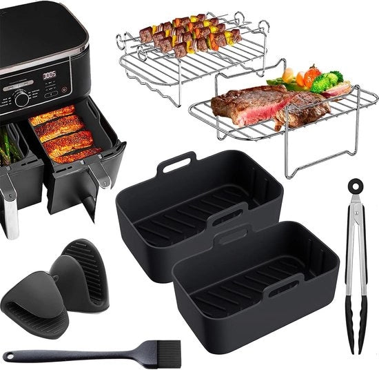 Accessori per Air Fryer Dual AF300UK AF400UK - Rivestimenti in silicone per Air Fryer - Griglia - Guanti in silicone