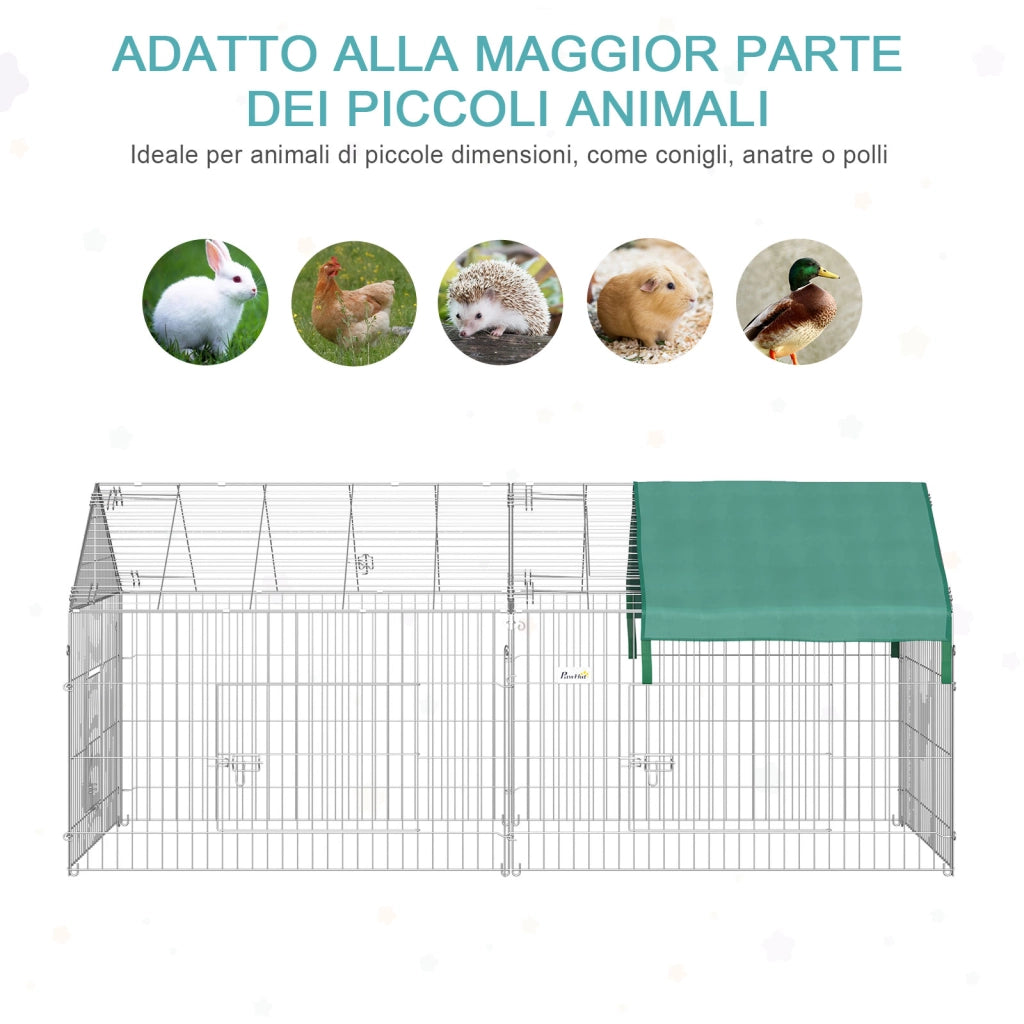 Recinto per Animali con Telo di Copertura ¨C Xylo ¨C Acciaio, 220x103x103cm