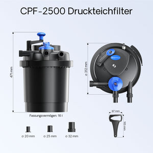 Set filtrante per laghetto CPF-2500 fino a 6000l UVC 11W Pompa NEO2800 Tubo