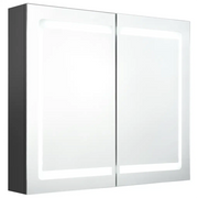 Armadietto Bagno | Armadio da bagno con Specchio e LED Grigio 80x12x68 cm