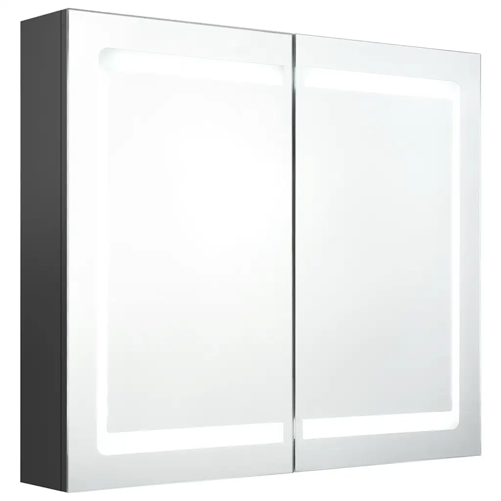 Armadietto Bagno | Armadio da bagno con Specchio e LED Grigio 80x12x68 cm