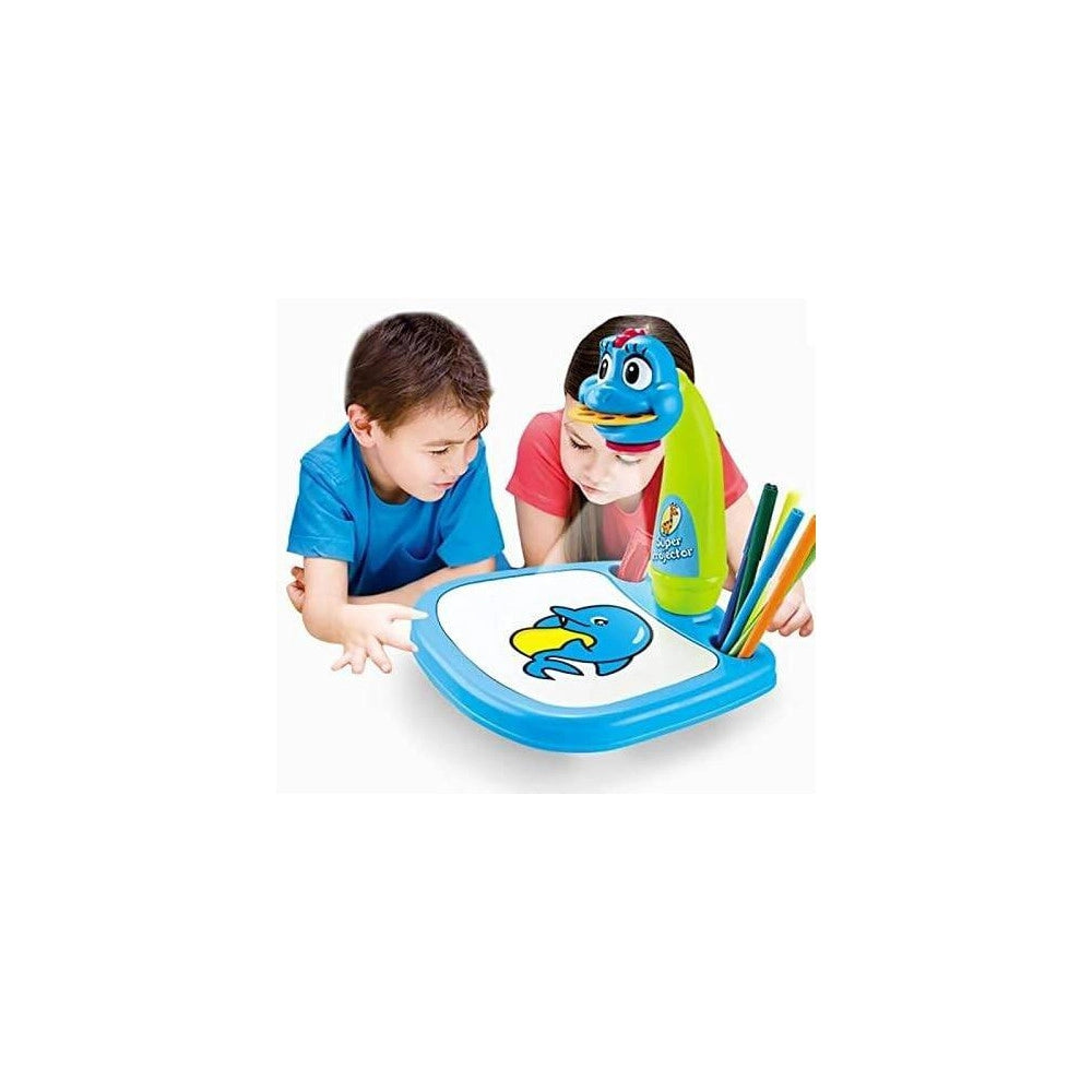 Trade Shop - Tavolo Da Disegno Per Bambini Con Proiettore Led Lavagna Educativa Giocattolo -
