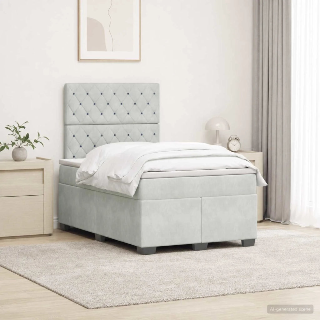 Letto box spring con materasso Grigio Chiaro 120 x 200 cm 3455078