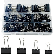 Set di chiusure a pieghe 170 pezzi, 15 mm/19 mm/25 mm/32 mm, chiusure a binder in metallo nero, chiusure per documenti, chiusure multifunzionali, chiusure per cartacee, chiusure per ufficio, chiusure per scuola, attrezzature per ufficio