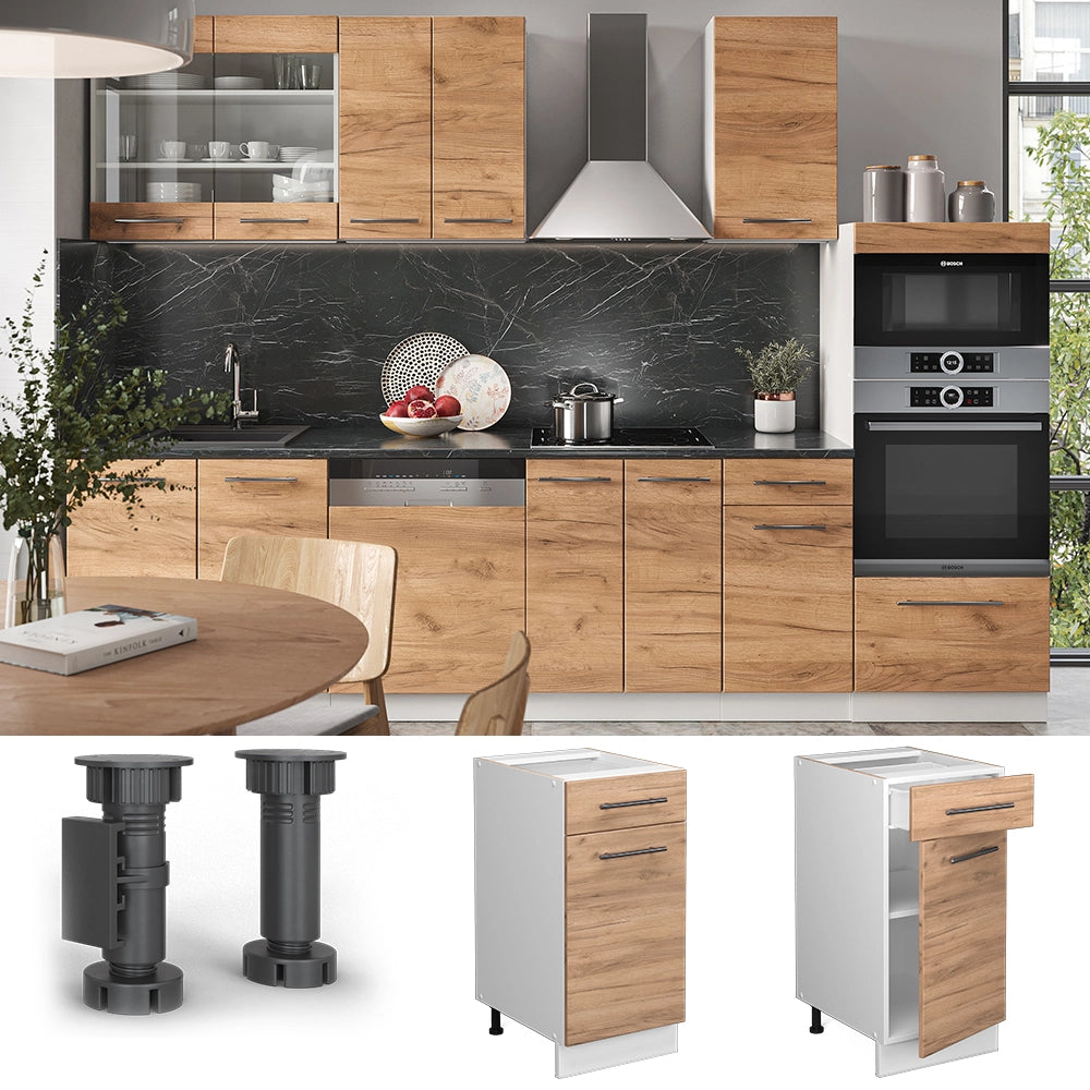 Vicco Mobiletto base per cucina Quercia dorata 40 cm senza piano di lavoro