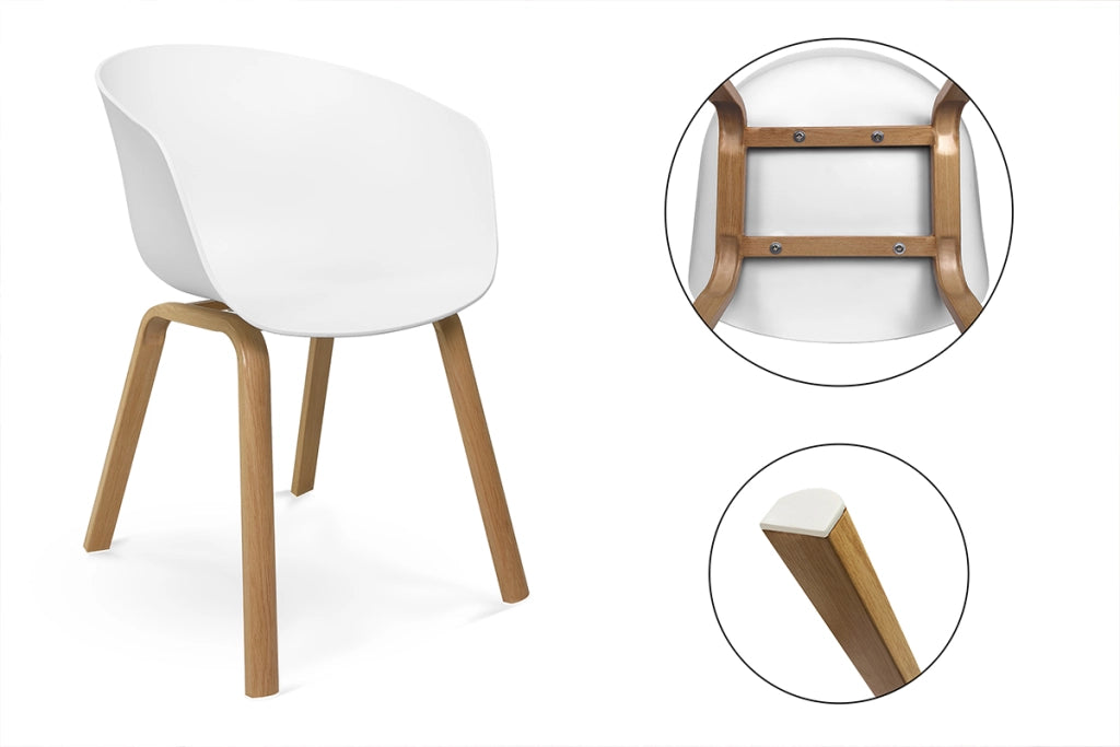 Sedia da pranzo bianca, poltrona in stile scandinavo - Dorina (2 pz) -SD08DOPL