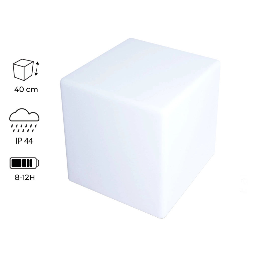 Lampada a cubo led colore bianco con batteria ricaricabile, bianco