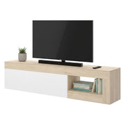 Mobile porta TV Animeli, Credenza bassa da soggiorno, Madia da salotto per televisione, 204x42h48 cm, Rovere e Bianco