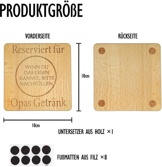 Onderzetta Antislip in Hout - Resistente al Calore - Lavabile - Onderzetta per Tavolo - Accessori per la Protezione del Tavolo - Regalo per Nonni - Onderzetta Antiscivolo