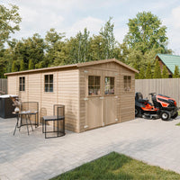 TIMBELA M337+M337G Casa da giardino in legno naturale CON PAVIMENTO IMPREGNATO A226x516x324 cm/15 m²