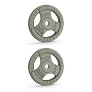 2x2,5kg dischi in ghisa con impugnatura tri-grip e finitura cromata.