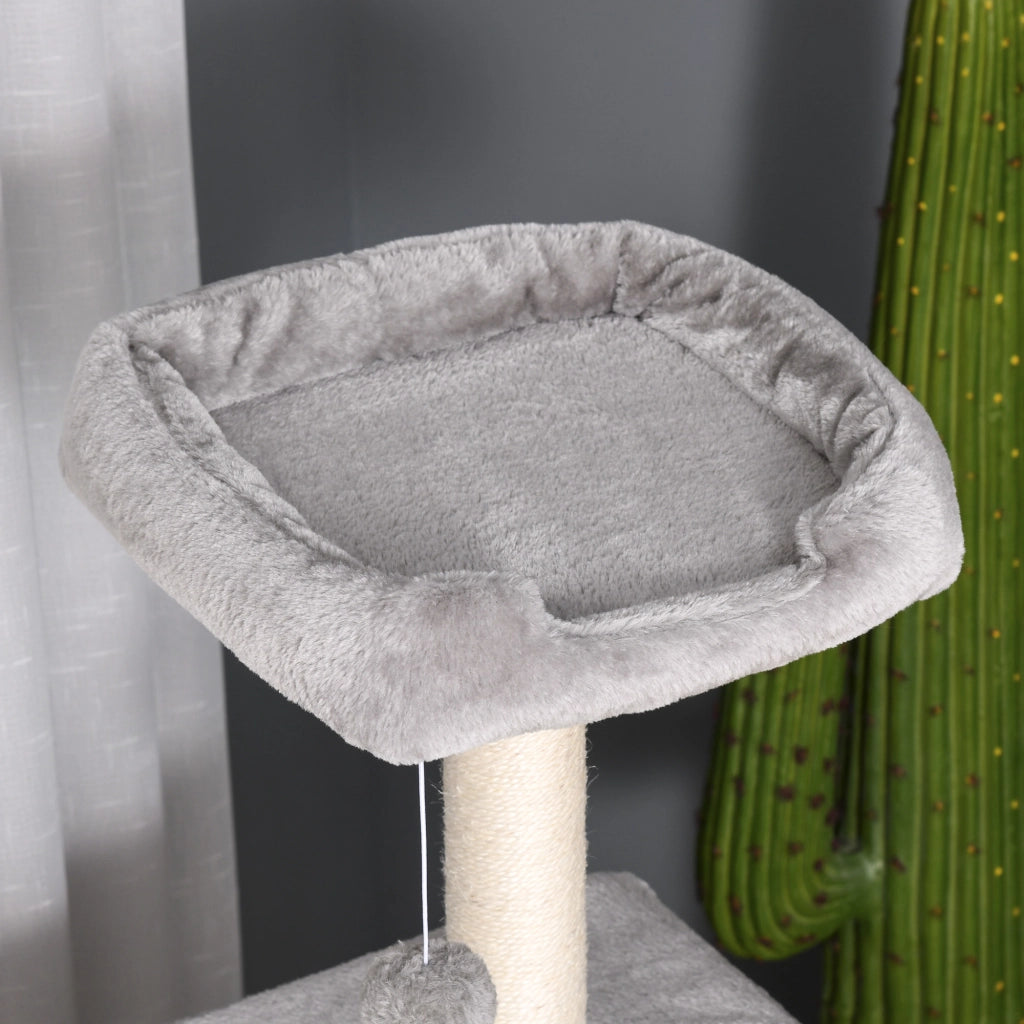 Albero tiragraffi per gatti con palla e piattaforme ¨C Zephmum ¨C Grigio chiaro 120 cm