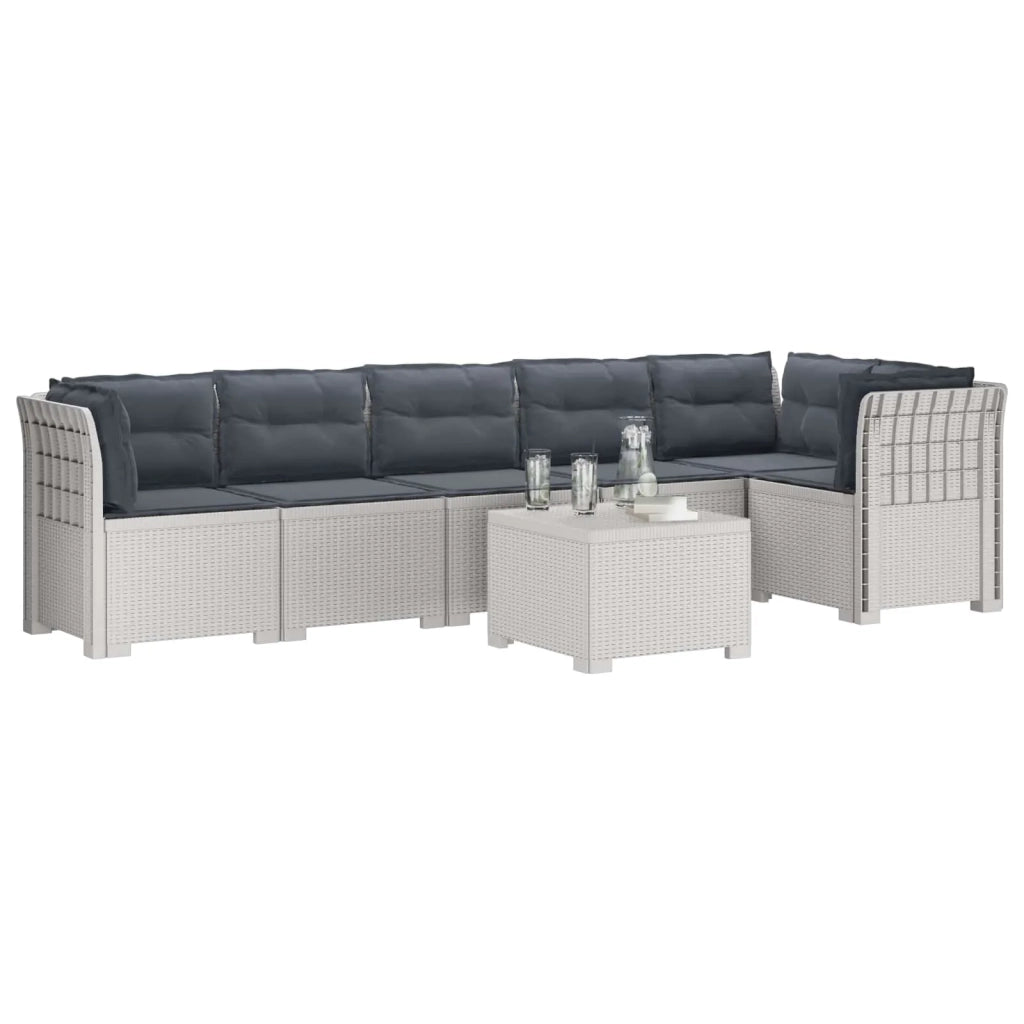Divano da Giardino 6 Posti con Cuscini Aspetto Rattan PP Bianco 3444133