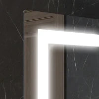 kleankin Specchio per Bagno a Luci LED a 3 Colori Regolabili con Mensola in Vetro, 50x12x70 cm, Argento