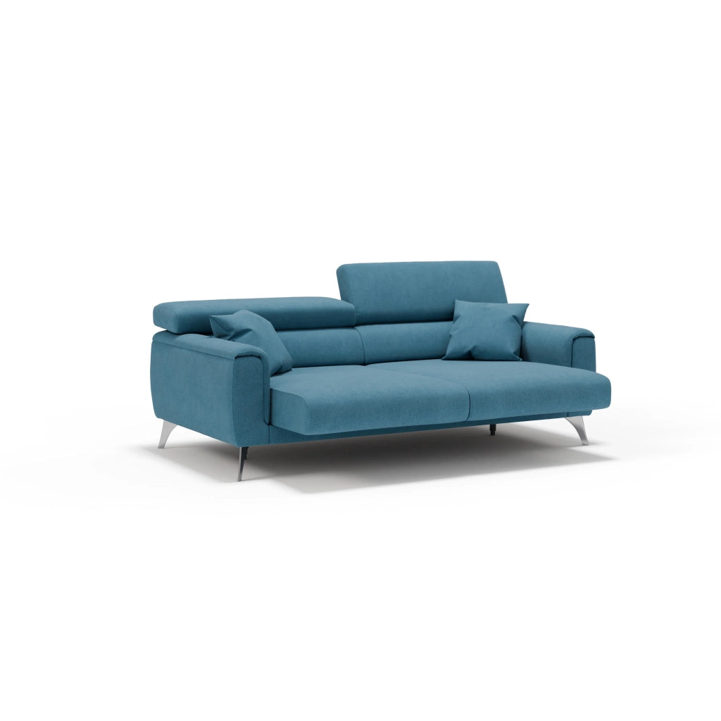 Caravaggio Divano con sedute allungabili e poggiatesta reclinabili in tessuto impermeabile T02 199 cm azzurro