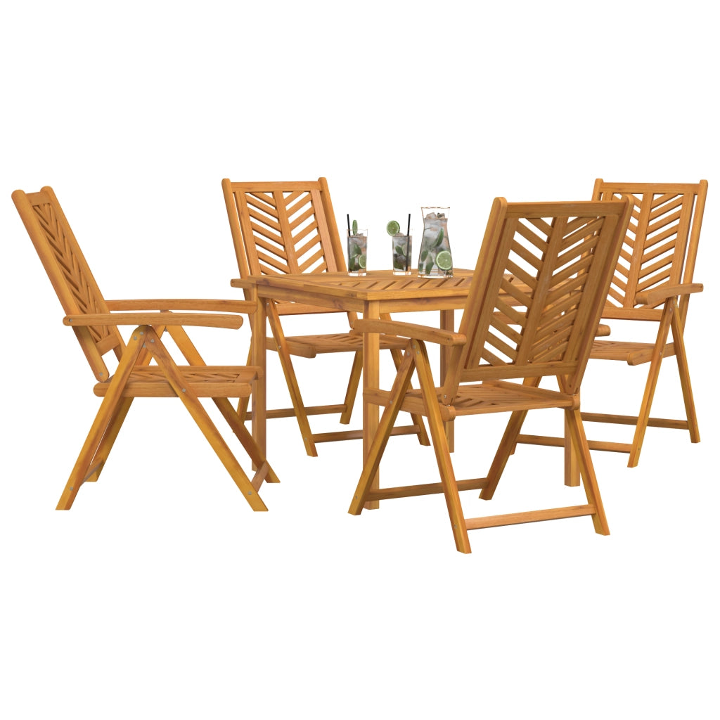 Set da Pranzo da Giardino 5 Pezzi in Legno Massello di Acacia