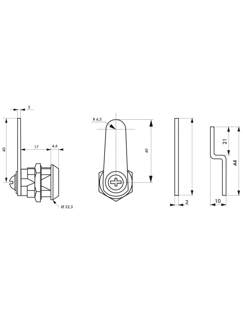 Cilindro con camme per cassette postali, spessore massimo 12mm, diametro 16mm - THIRARD