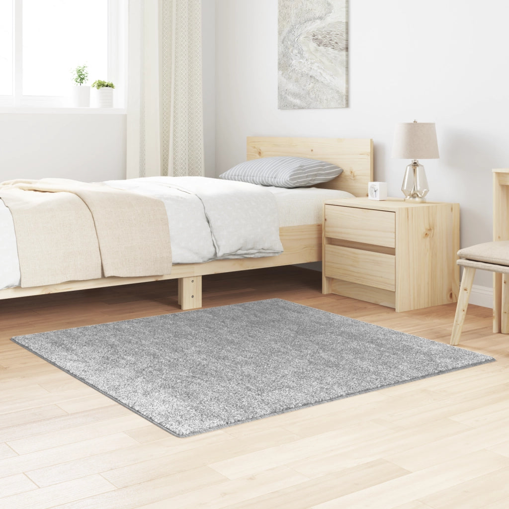 Tappeto Shaggy con Supporto in Lattice Grigio 120x120 cm