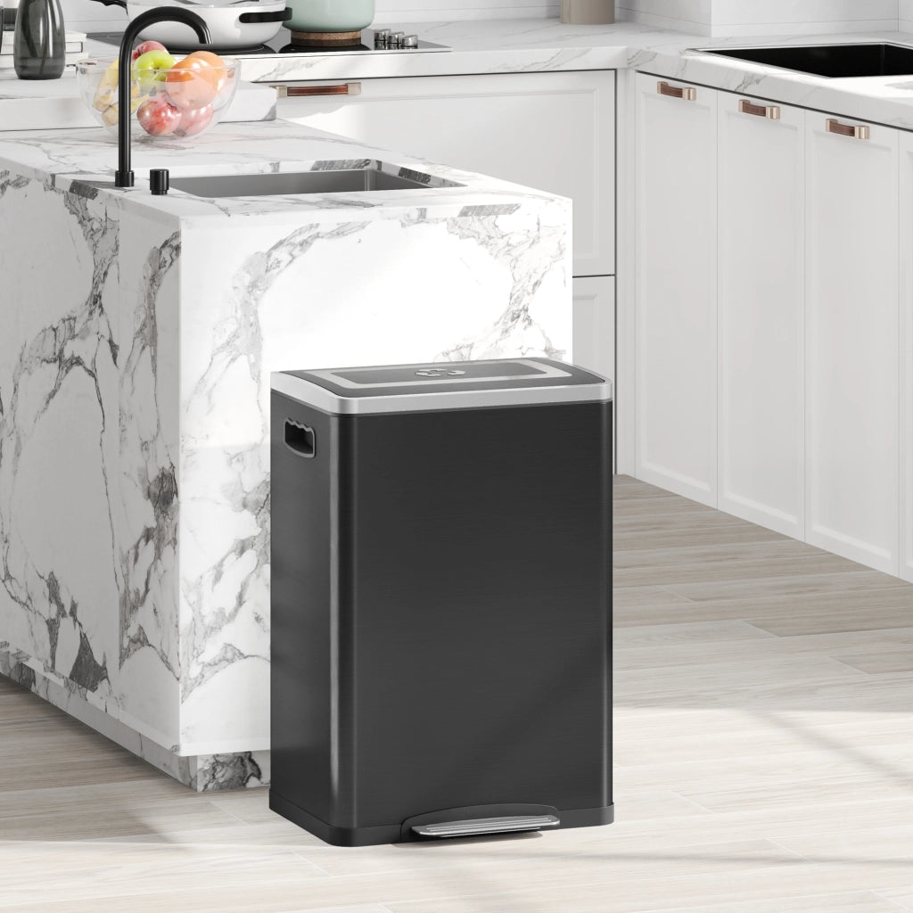 Cestino per la Cucina 2 Scomparti 2x20L ¨C zephmum ¨C Nero 40x34.8x59 cm