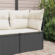 Divano Angolare da Giardino con Cuscini-Sofa da Giardino-Divanetto da esterno Nero in Polyrattan 635333