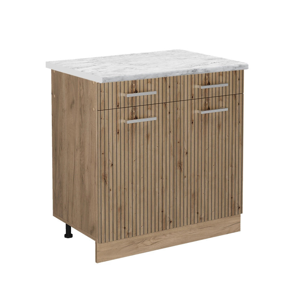 Vicco Mobiletto base per cucina Rovere artigianale 80 cm PL Marmo