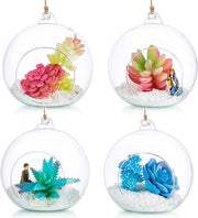 Orbetti di vetro per terrarium - 4 pezzi di vaso di vetro per piante - grande apertura per piante di luce, vaso da appendere per piante - 12 cm - per decorazione di casa, matrimonio, giardino, progetto DIY