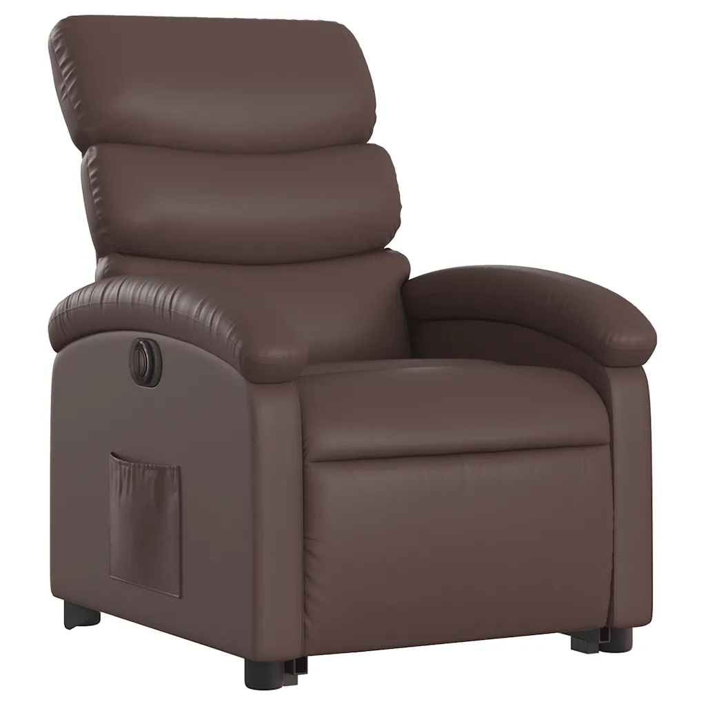 Poltrona Alzapersona Reclinabile Marrone in Similpelle 3204056