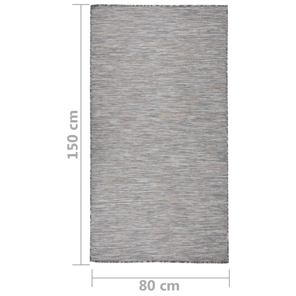 Tappeto da Esterni a Tessitura Piatta 80x150 cm Marrone e blu 340813