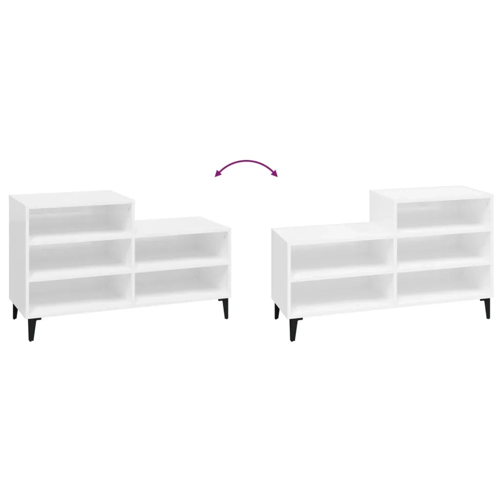Scarpiera Bianco Lucido 102x36x60 cm in Legno Multistrato 819734