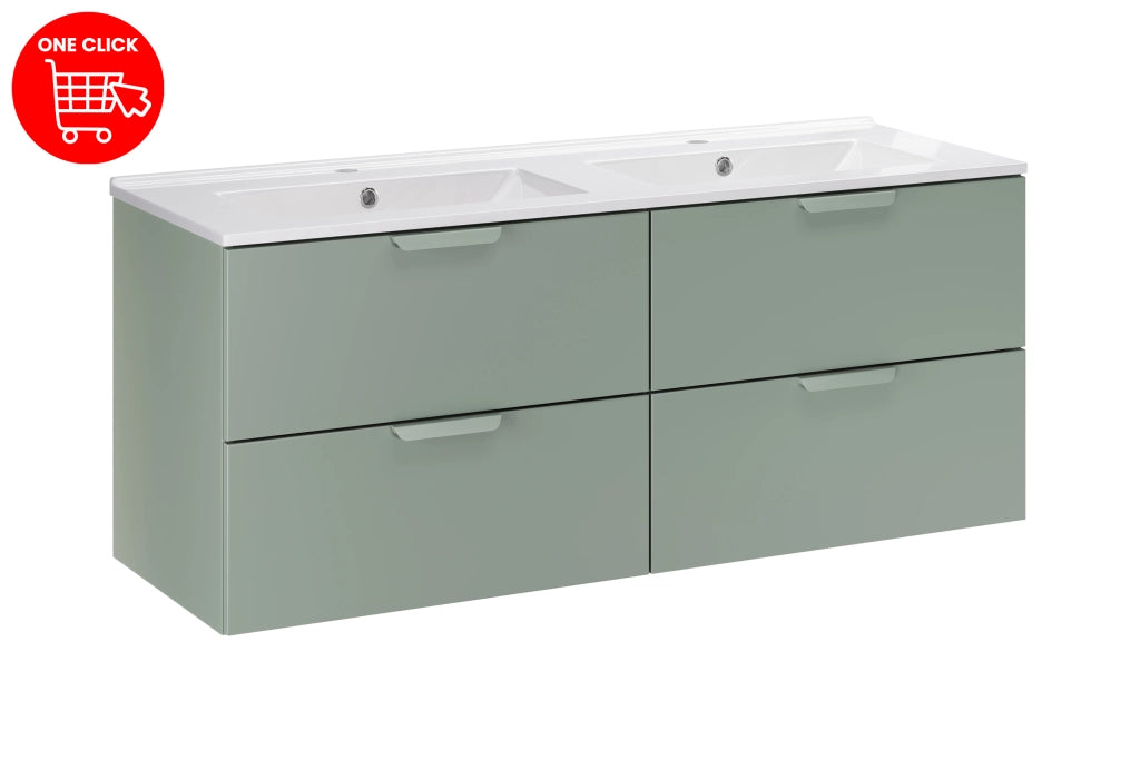 Set mobili bagno 120 cm con lavabo per mobile Lava Aster Green 120 cm