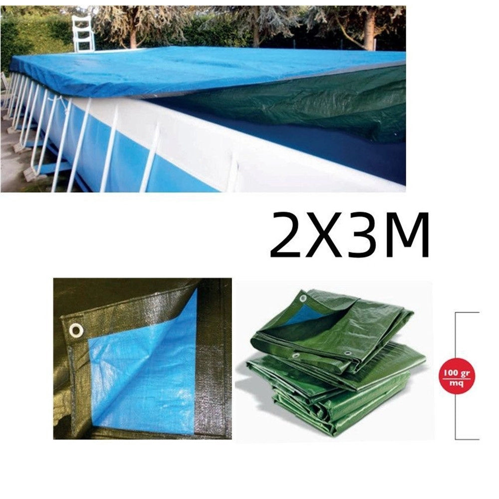 Trade Shop - Telone Rafia 100gr Copertura Per Piscina 2x3mt Impermeabile Resistente Occhielli 404434 -