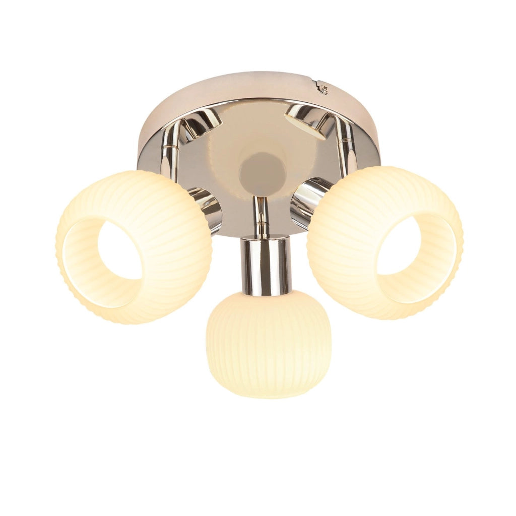 ZMH Faretto da soffitto bianco E14 Faretto orientabile con paralume in vetro per interni a 3 lampadine senza centro luce