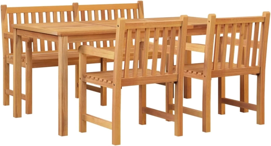 Set da pranzo da giardino 4 pezzi, set da tavolo e sedie da giardino, tavolo e sedie da terrazza, set di mobili da giardino, mobili da giardino in legno massello di teak