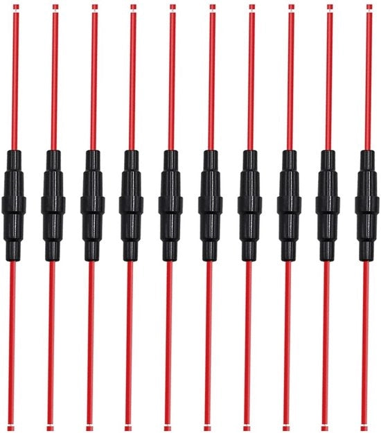 Supporto di Interruttore in Vetro per Auto - 10 pezzi - 6 x 30 mm - Nero - Adatto per Auto - Supporto di Interruttore in Vetro - 32V 20A
