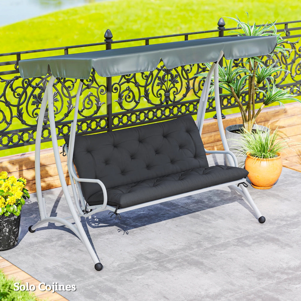 Cuscino per Panchina da Giardino o Dondolo ¨C zephmum ¨C 120x110x12 cm Nero