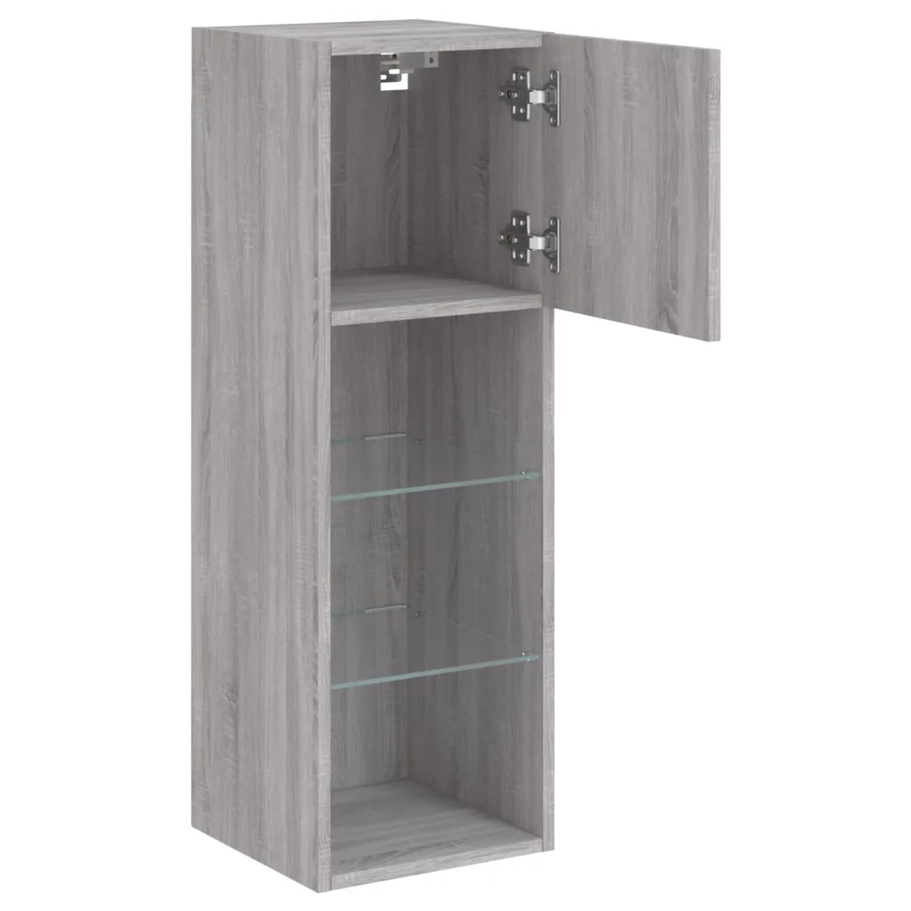 Mobile TV con Luci LED-Credenza per TV Grigio Sonoma 30,5x30x90 cm