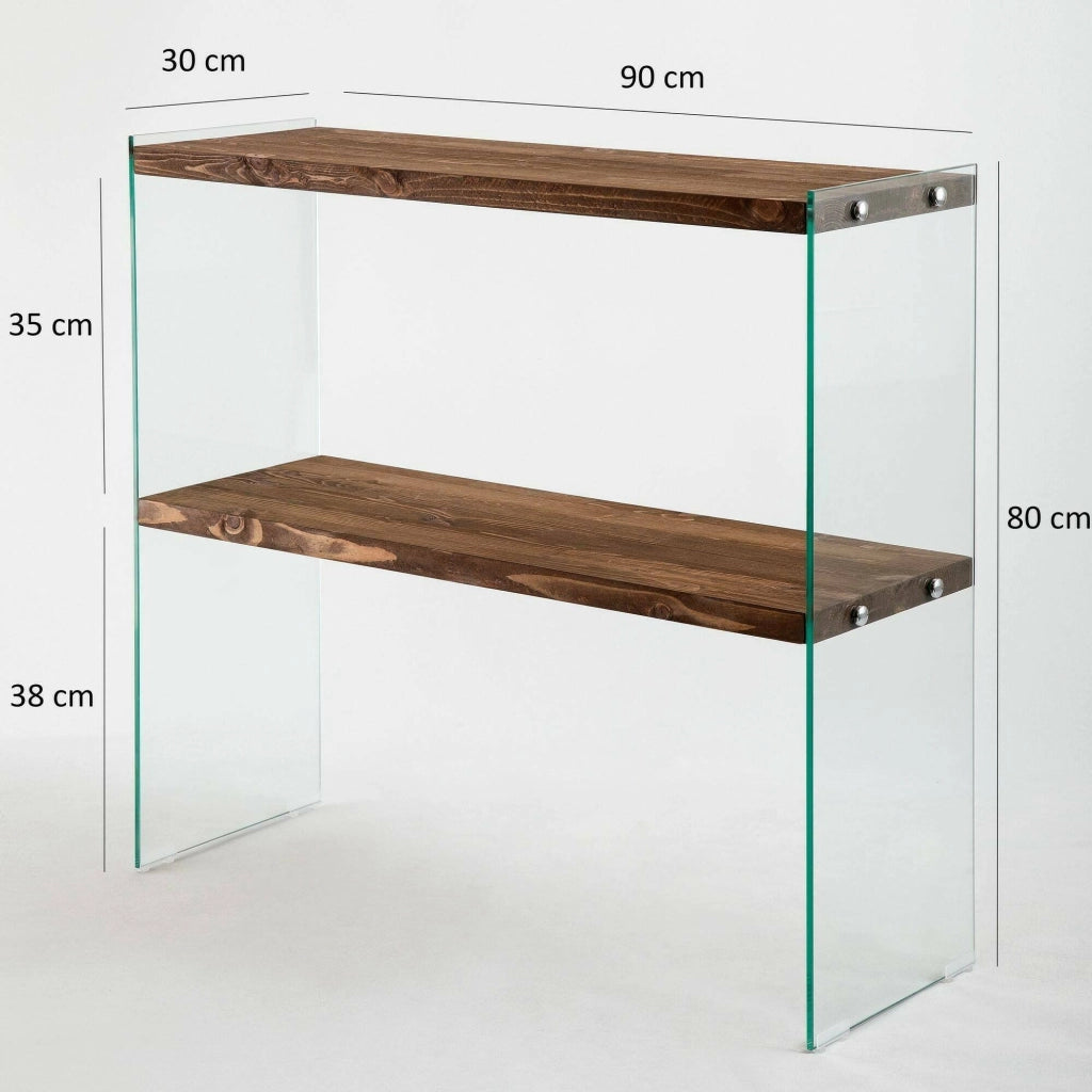 Consolle Doha, Tavolo multiuso, Mobiletto d'appoggio, Scrivania da corridoio, 90x30h80 cm, Noce