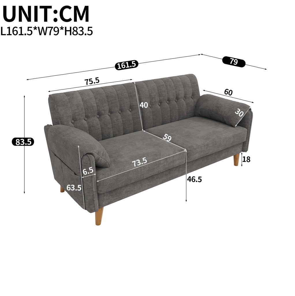 Divano 2 posti modulare in chenille; 161;5 x 79 x 83;5 cm; grigio chiaro