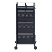Carrello di servizio carrello da cucina/soggiorno mobile contenitore a 3 ripiani 65 x 27 x 27 cm acciaio nero 03_0009252